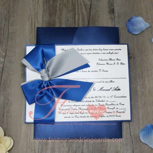 Custom Navy Blue Indian Designer Wedding Invitations